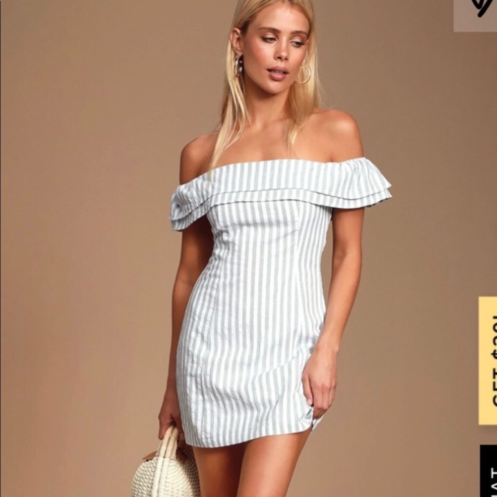 Lulu striped off the shoulder dress